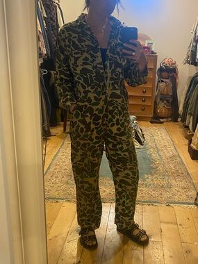 Vintage Nesco Duck Camo Hunting coverall jumpsuit medium *fits small green brown